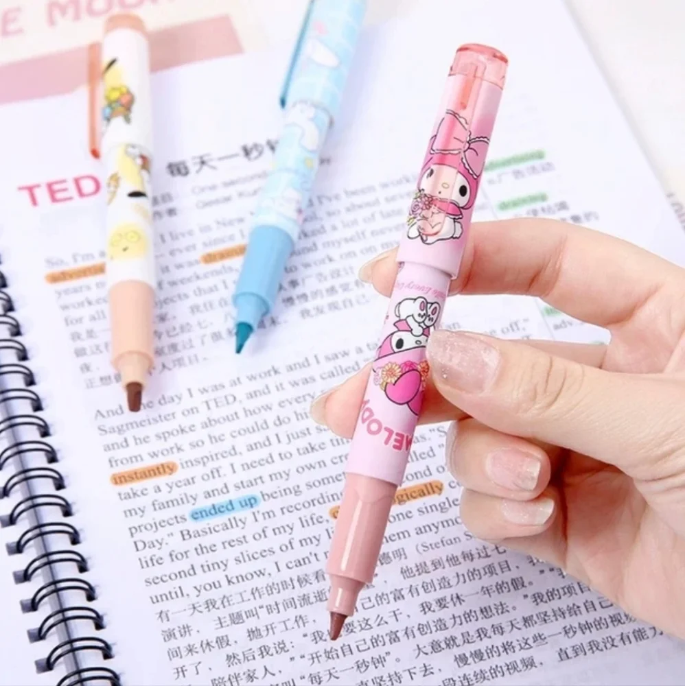 Sanrio Characters Cute Fluorescent Highlighter Pens, Set of 6, Kawaii, New